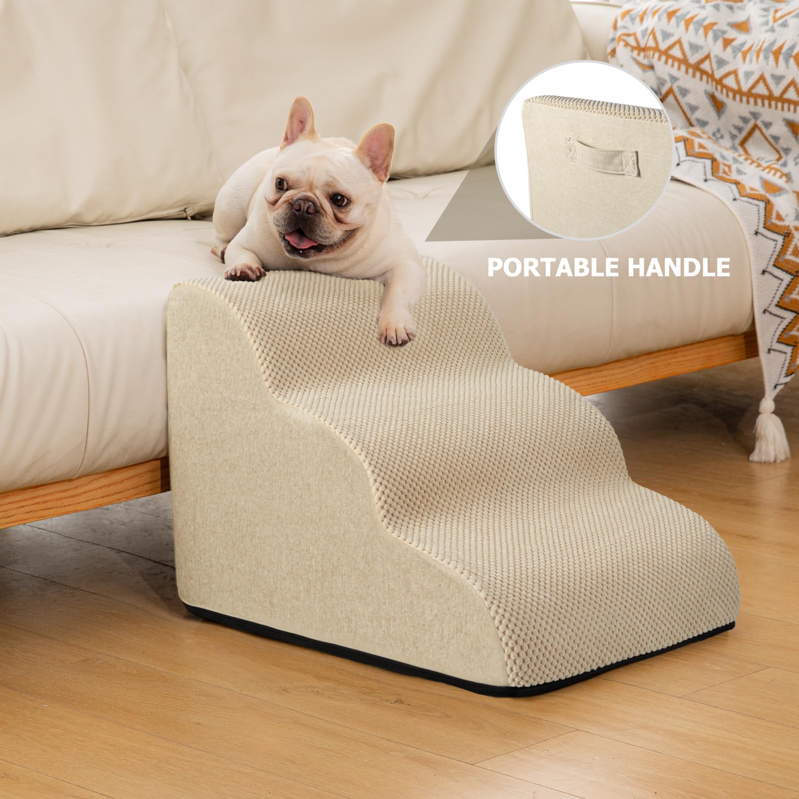 Rampa Aodisman de 4 pasos beige para cama y sofá