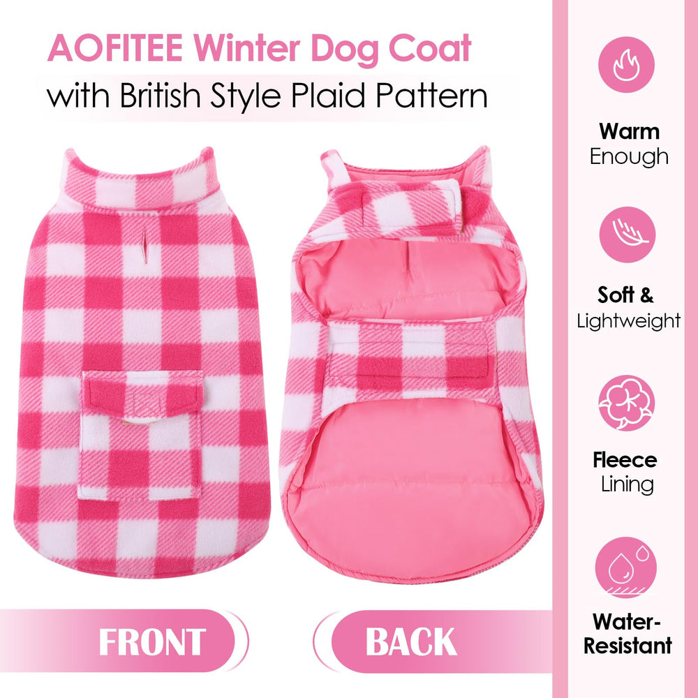 AOFITEE abrigo a cuadros rosa, diseño reversible para dos looks