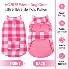 AOFITEE abrigo a cuadros rosa, diseño reversible para dos looks