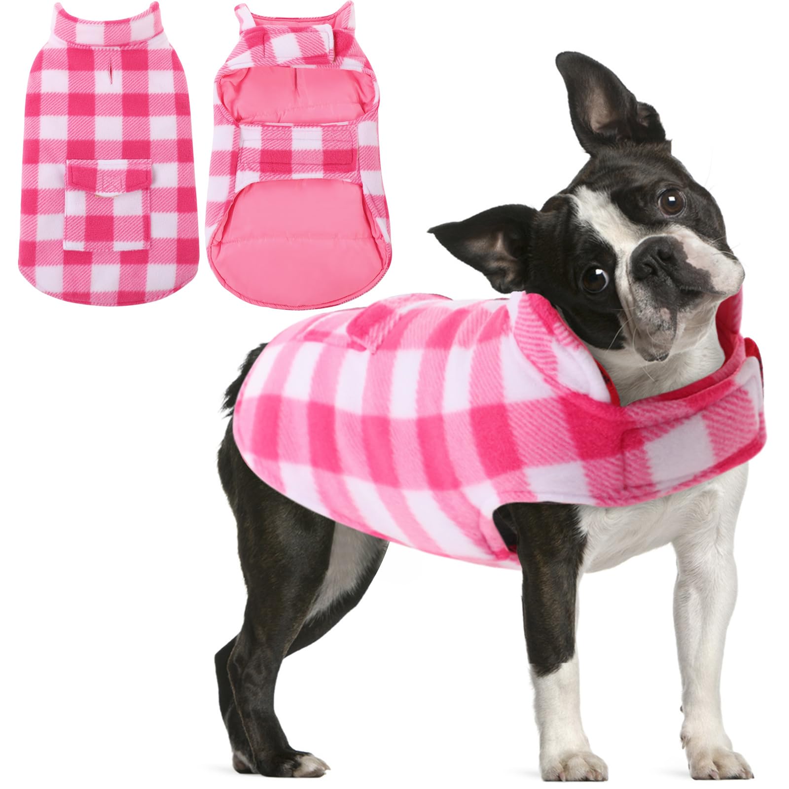 AOFITEE abrigo impermeable para perro en rosa con forro cálido, ideal para lluvia ligera