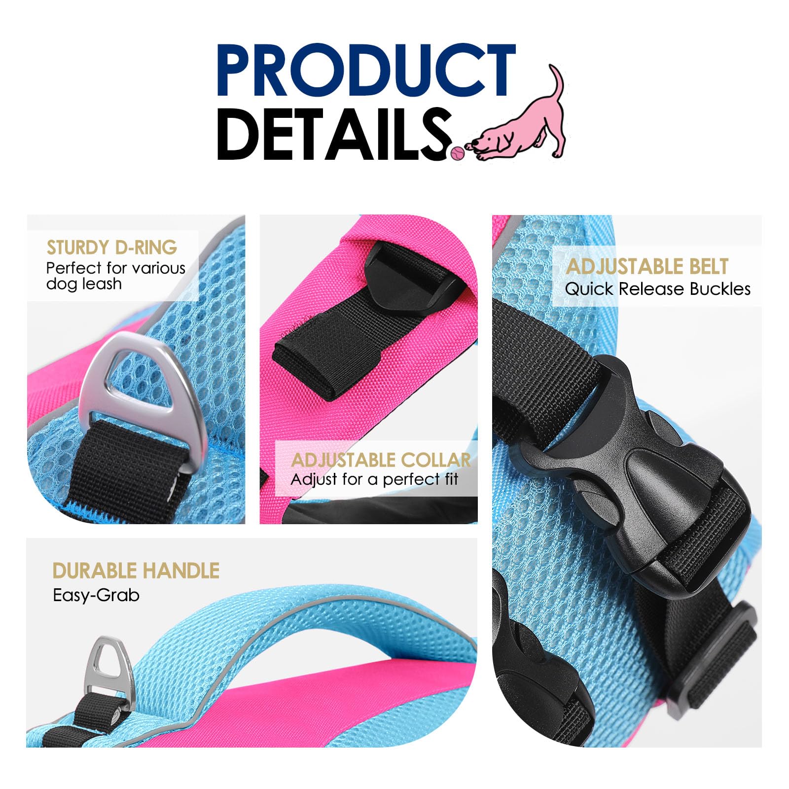 Chaleco salvavidas AOFITEE, correas ajustables, ajuste seguro para diferentes tallas de perro.