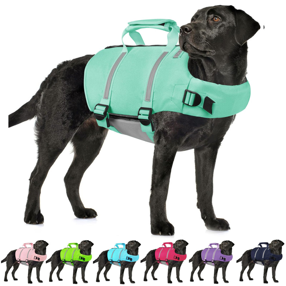 Chaqueta salvavidas de nylon AOFITEE para perro, flotación estable.