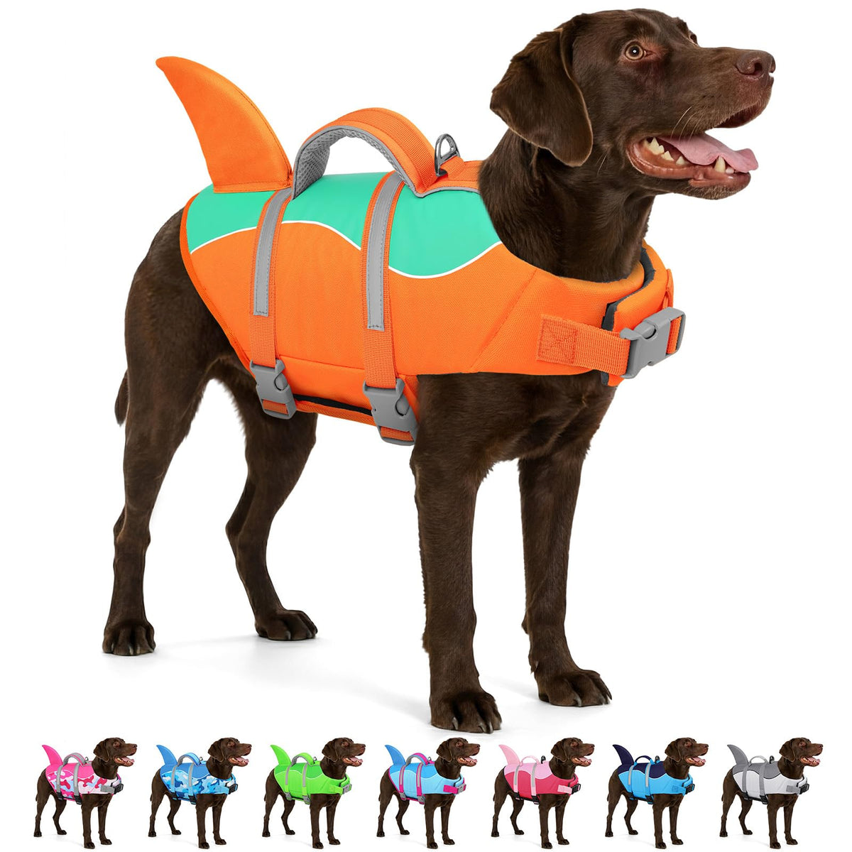 Chaqueta salvavidas AOFITEE tiburón, vista frontal, seguridad en el agua.