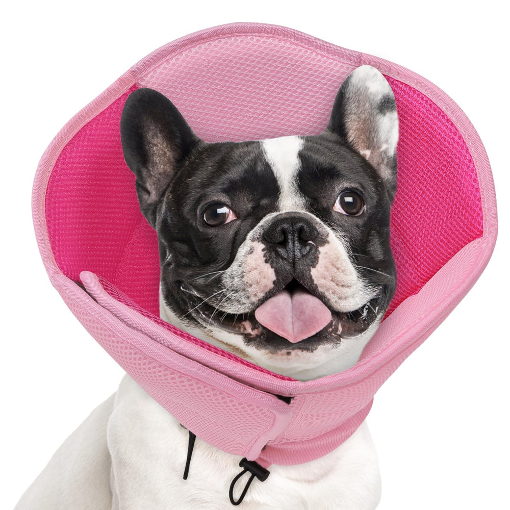 Cono suave AOFITEE para perros rosa mediano, evita lamer con comodidad.