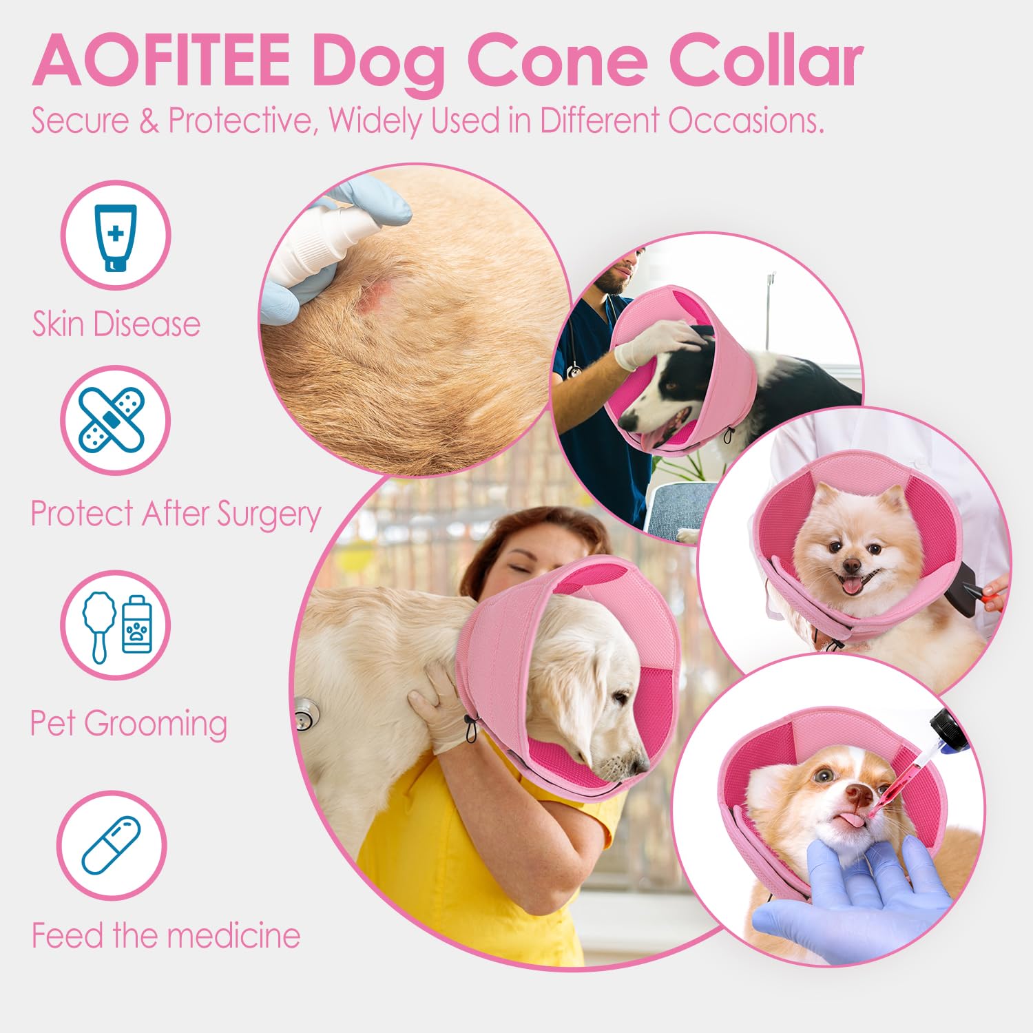 AOFITEE cono para perros, talla mediana, ideal para razas medianas.