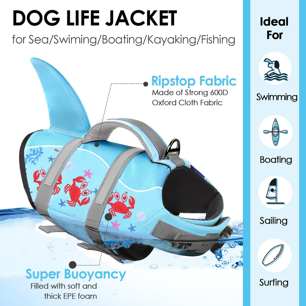 AOFITEE diseño tiburón para perro, aspecto llamativo y fácil de localizar.