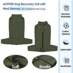 Manga de recuperación para perro trasero con orificio abdominal para mayor seguridad.