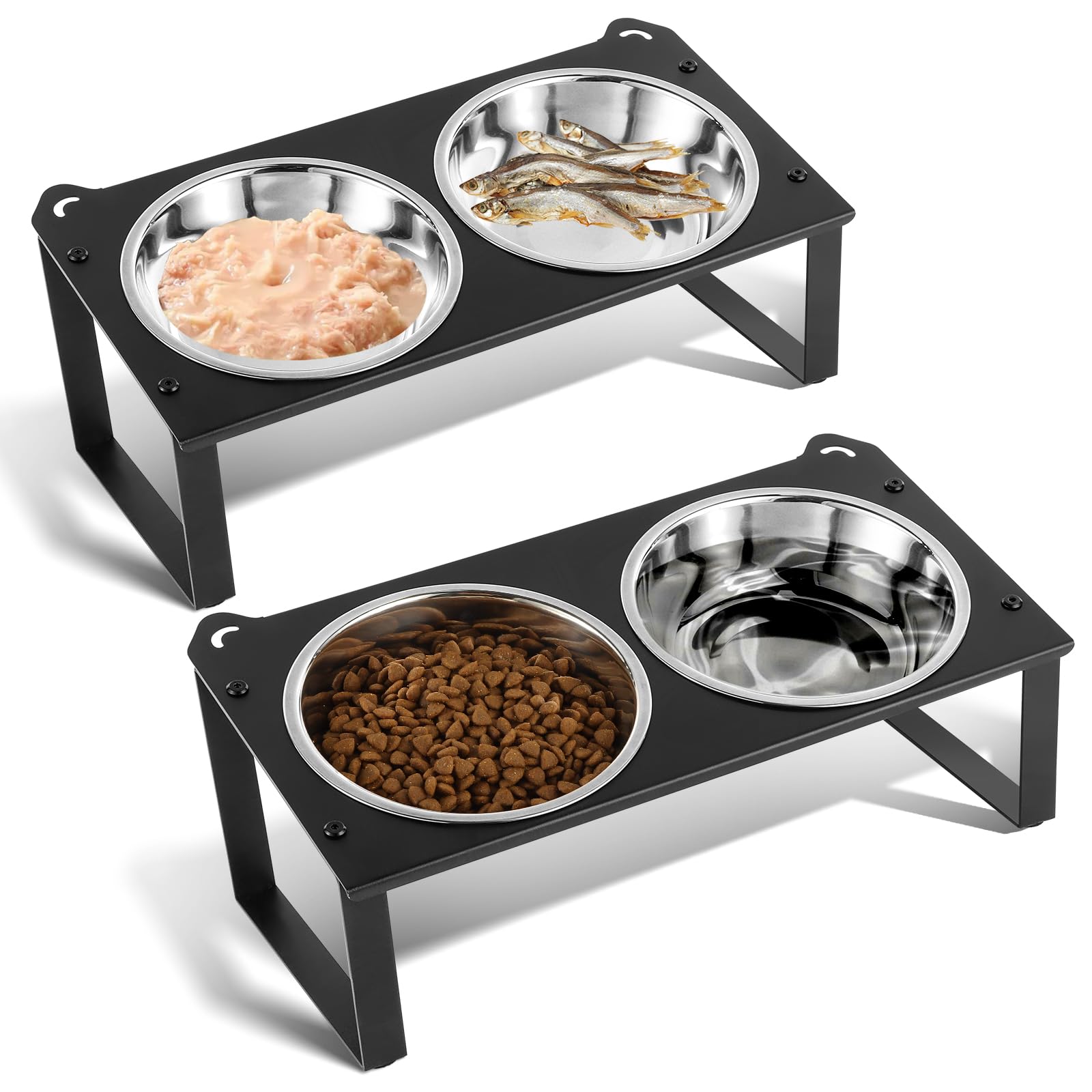 Aomafamzoy: base metálica con cuencos elevados para gatos, estable y práctico para varias mascotas.