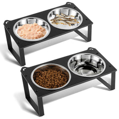 Aomafamzoy: base metálica con cuencos elevados para gatos, estable y práctico para varias mascotas.