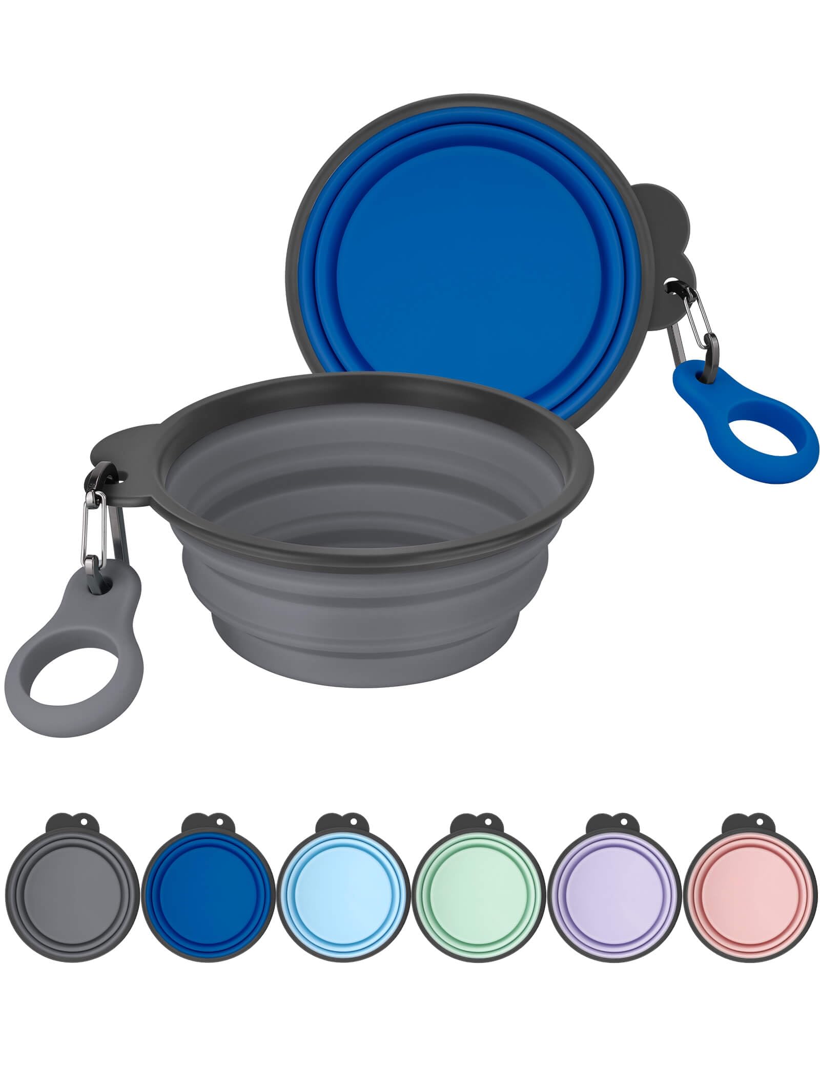 Cuenco para perros AONKEY plegable con mosquetón mejorado, perfecto para paseos sin derrames.