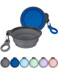 Cuenco para perros AONKEY plegable con mosquetón mejorado, perfecto para paseos sin derrames.