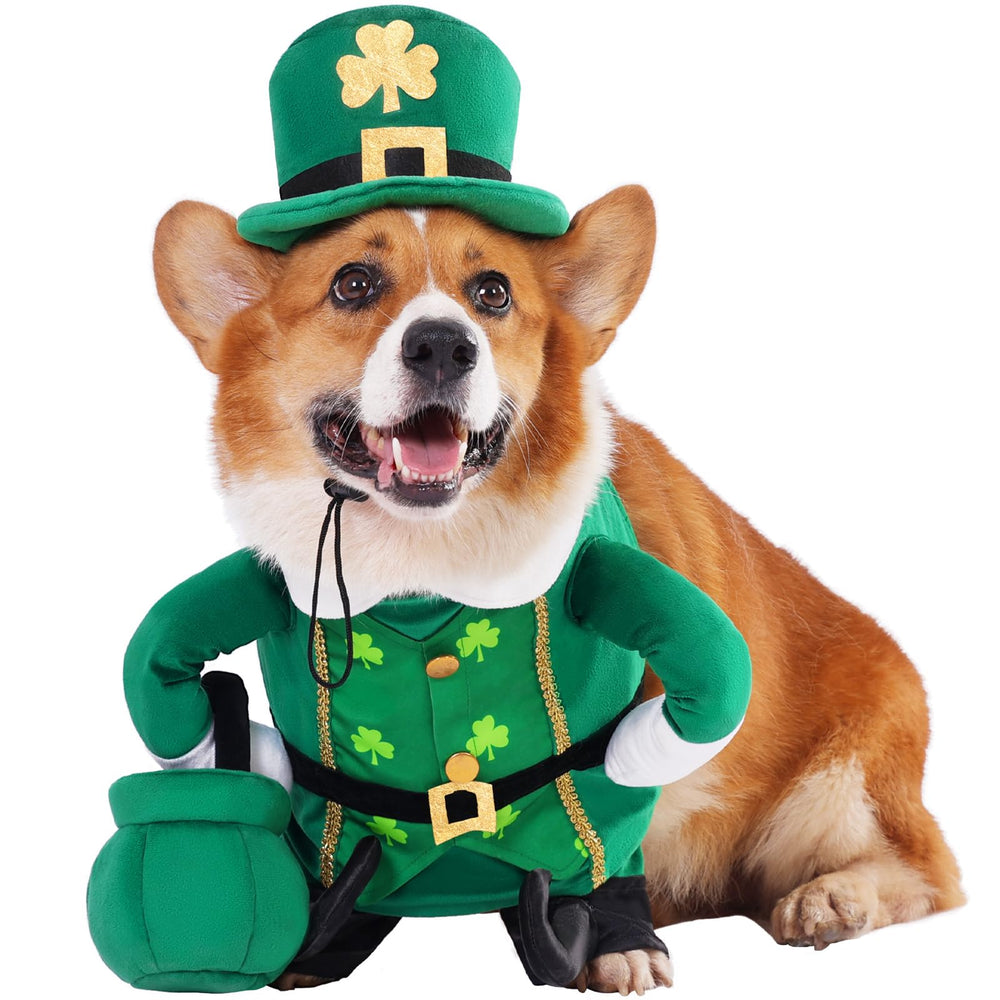 Disfraz de duende Aotiooy para perros con gorro verde, ideal para celebraciones.