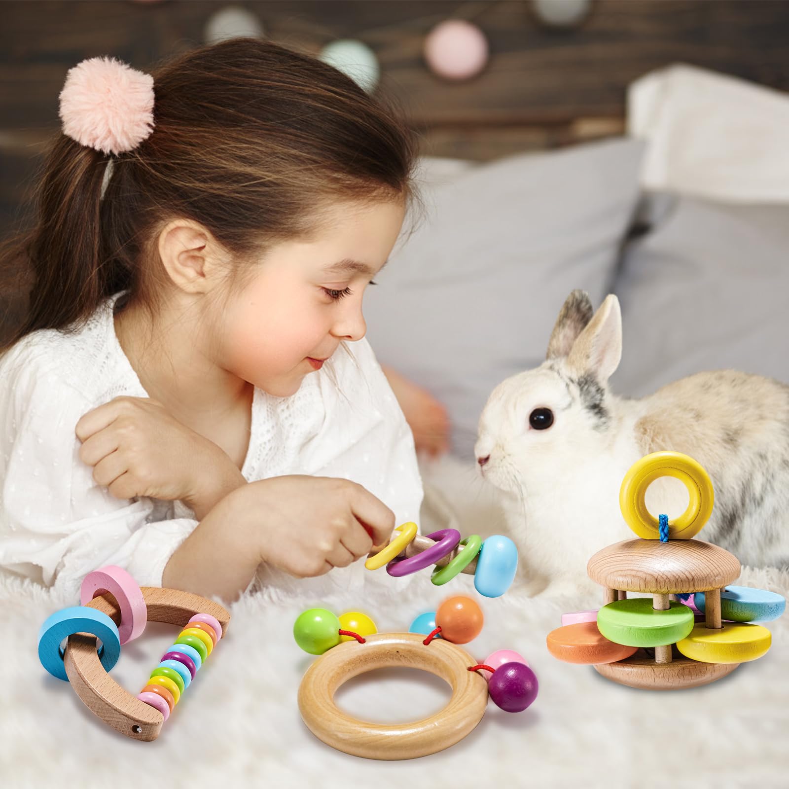 AOWPFVV Juguetes de madera para actividades interactivas con tus mascotas.