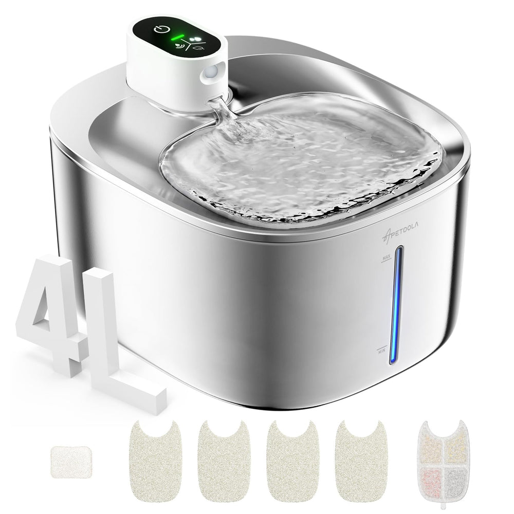 APETDOLA bebedero para gatos de acero inoxidable con capacidad 4L