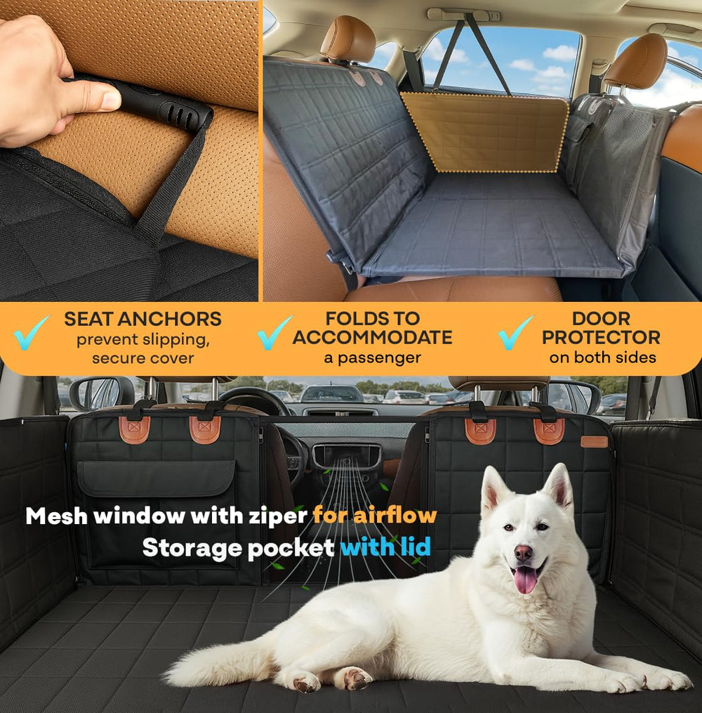 APetsPlanet hamaca para perro en coche con bolsillos para organización.