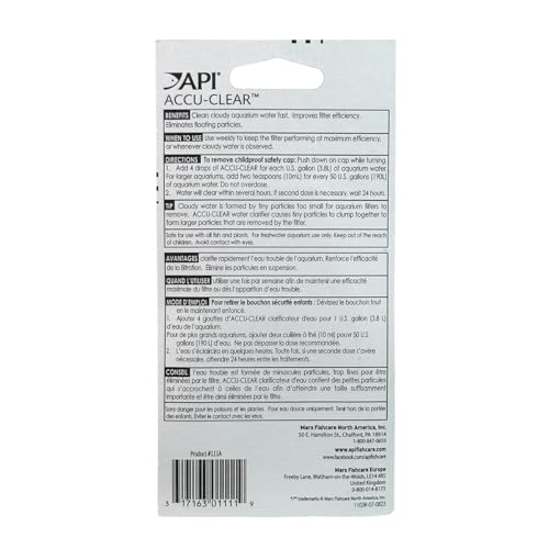 API Accu-Clear agua clara tras tratamiento elimina turbidez causada por particulas.