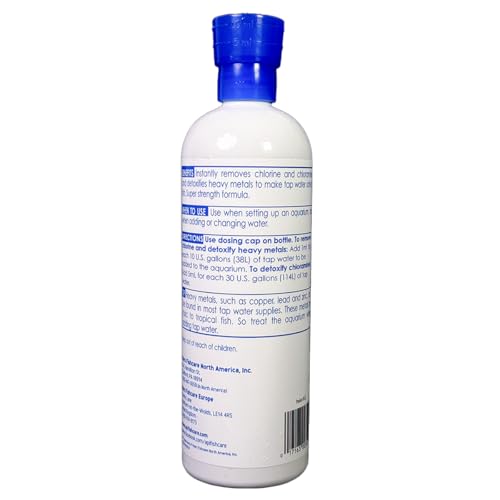 Etiqueta de API que indica neutralización de cloro y cloraminas en el agua.