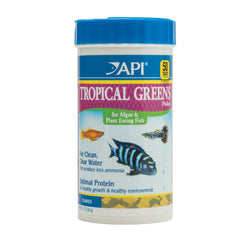 API Tropical Greens Flakes: envase de 2,1 onzas para peces herbívoros tropicales.
