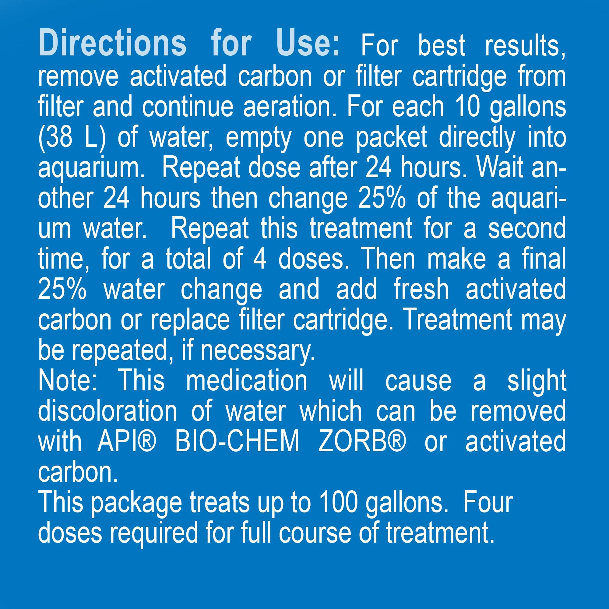 Etiqueta de API FIN Y BODY CURE con indicaciones útiles para el cuidado de peces.