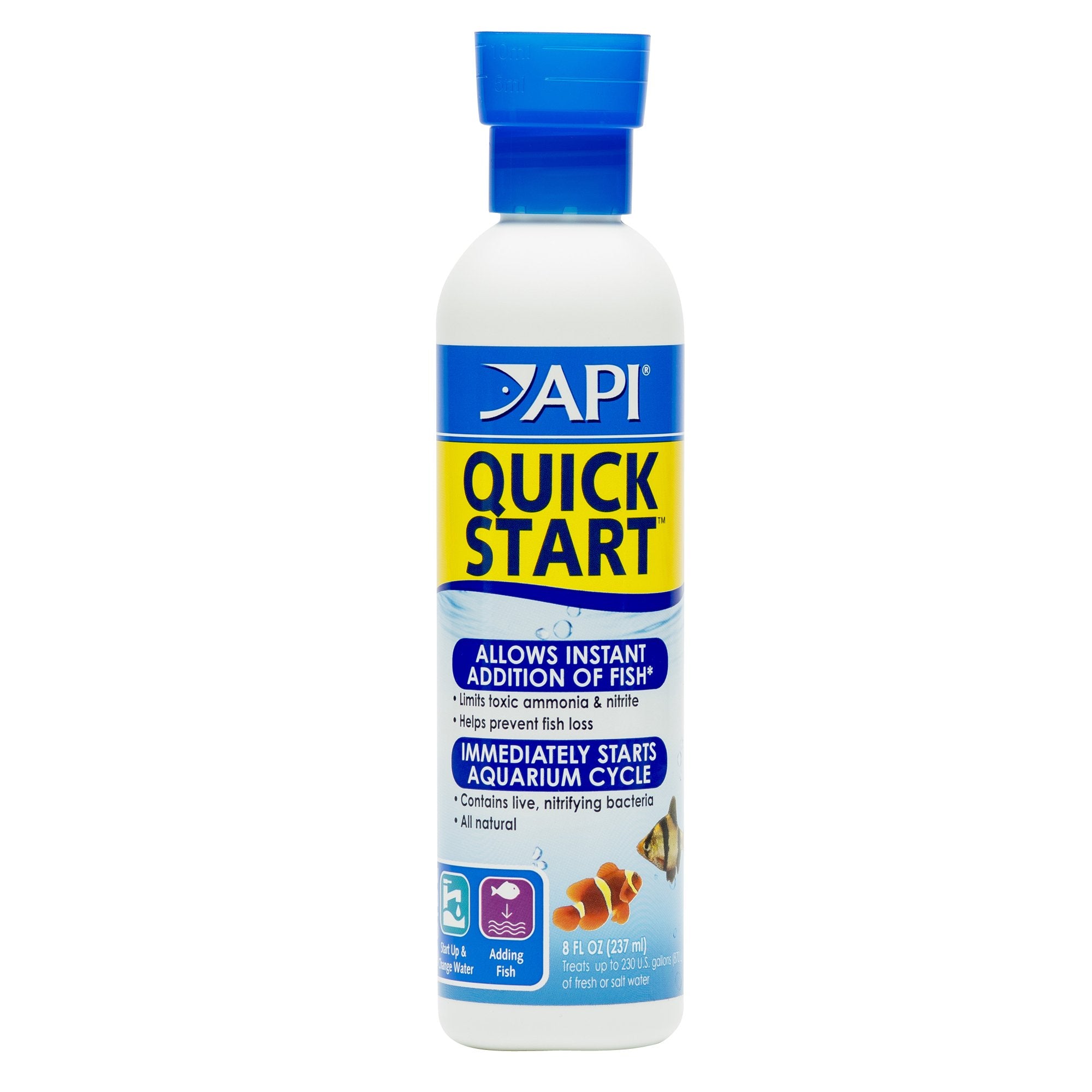 API Inicio Rápido: frasco 8oz con bacterias nitrificantes para iniciar el ciclo del acuario.