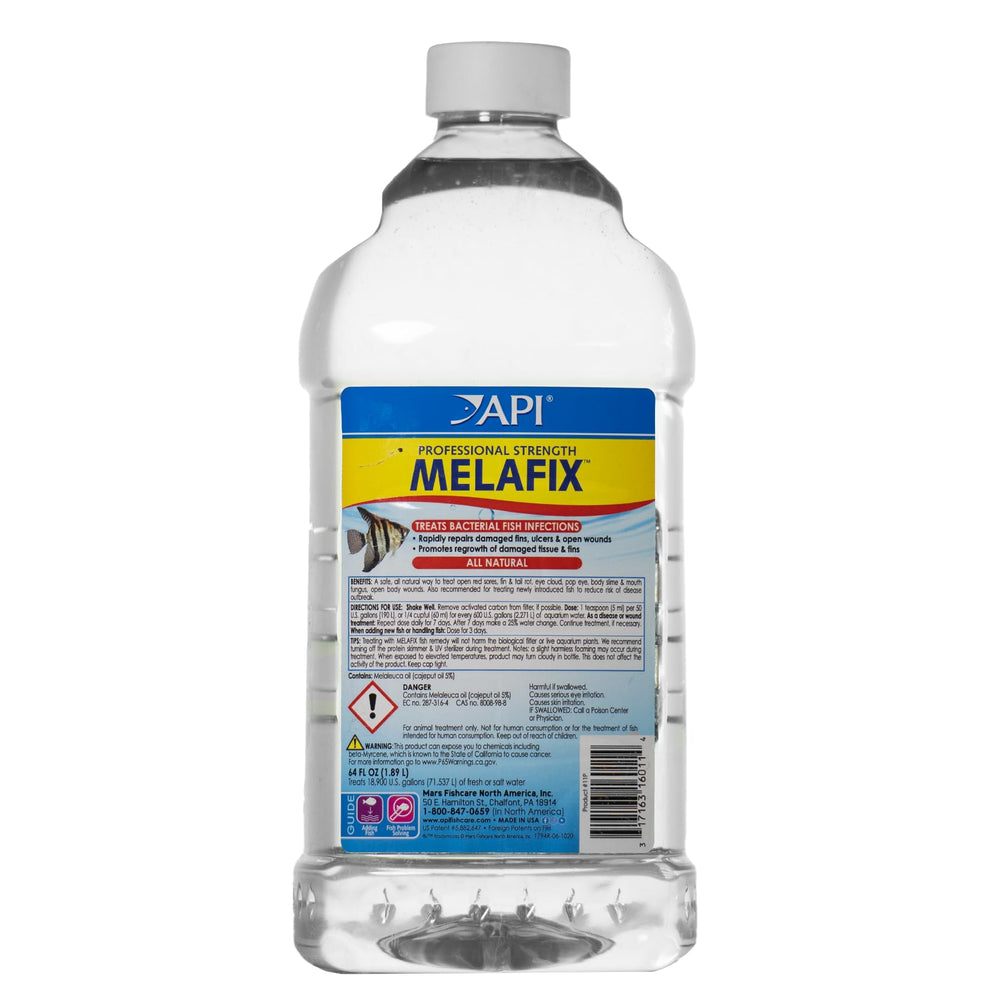 API MELAFIX frasco 64oz vertido para tratamiento de heridas en pecera.