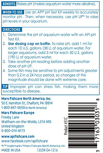 API pH UP ayuda a alcalinizar el agua para peces y plantas.
