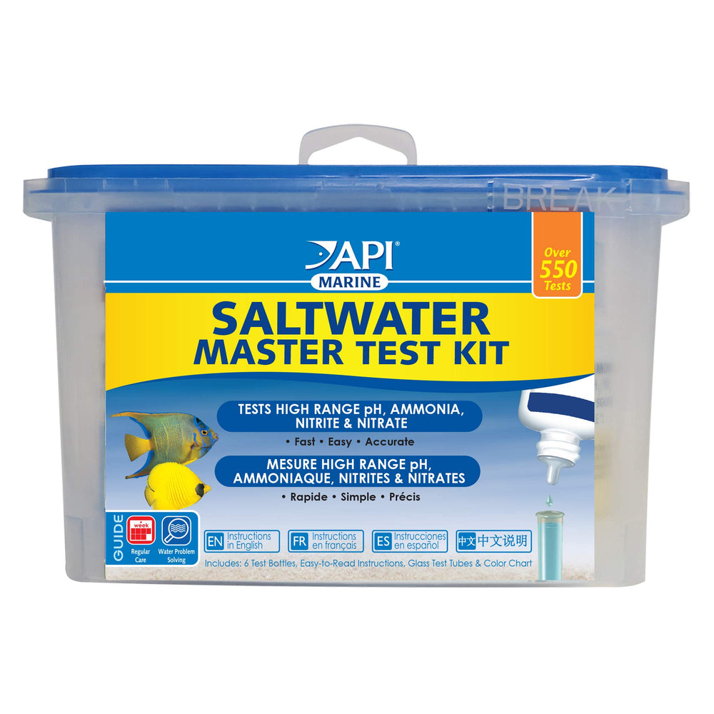 API Saltwater Master Test Kit muestra de agua para acuario marino.