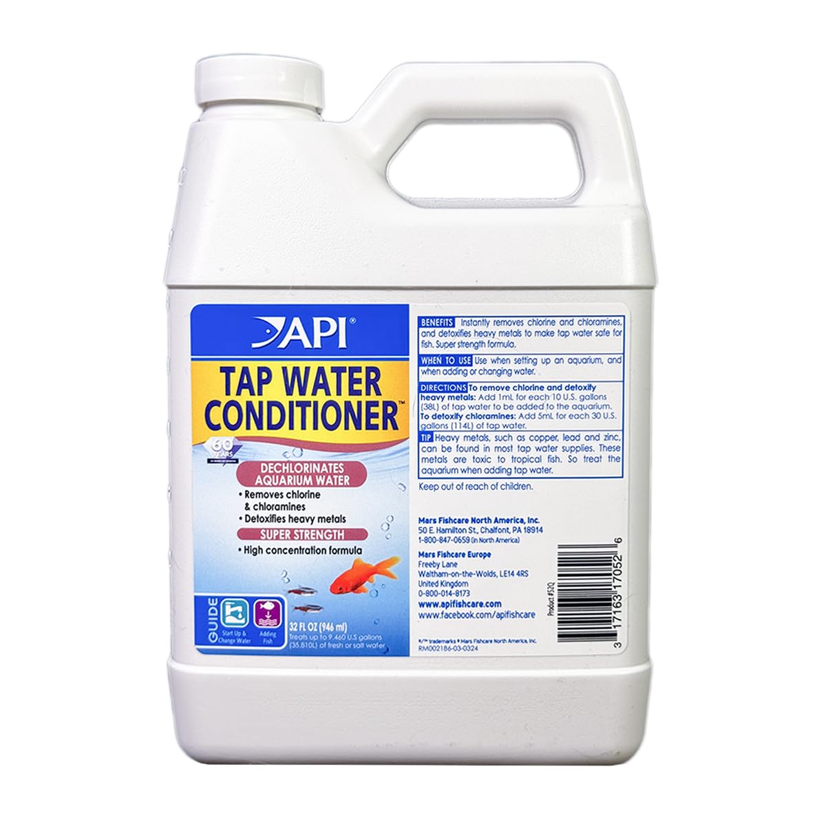 API Acondicionador de agua para acuario, botella 32 onzas, listo para uso.