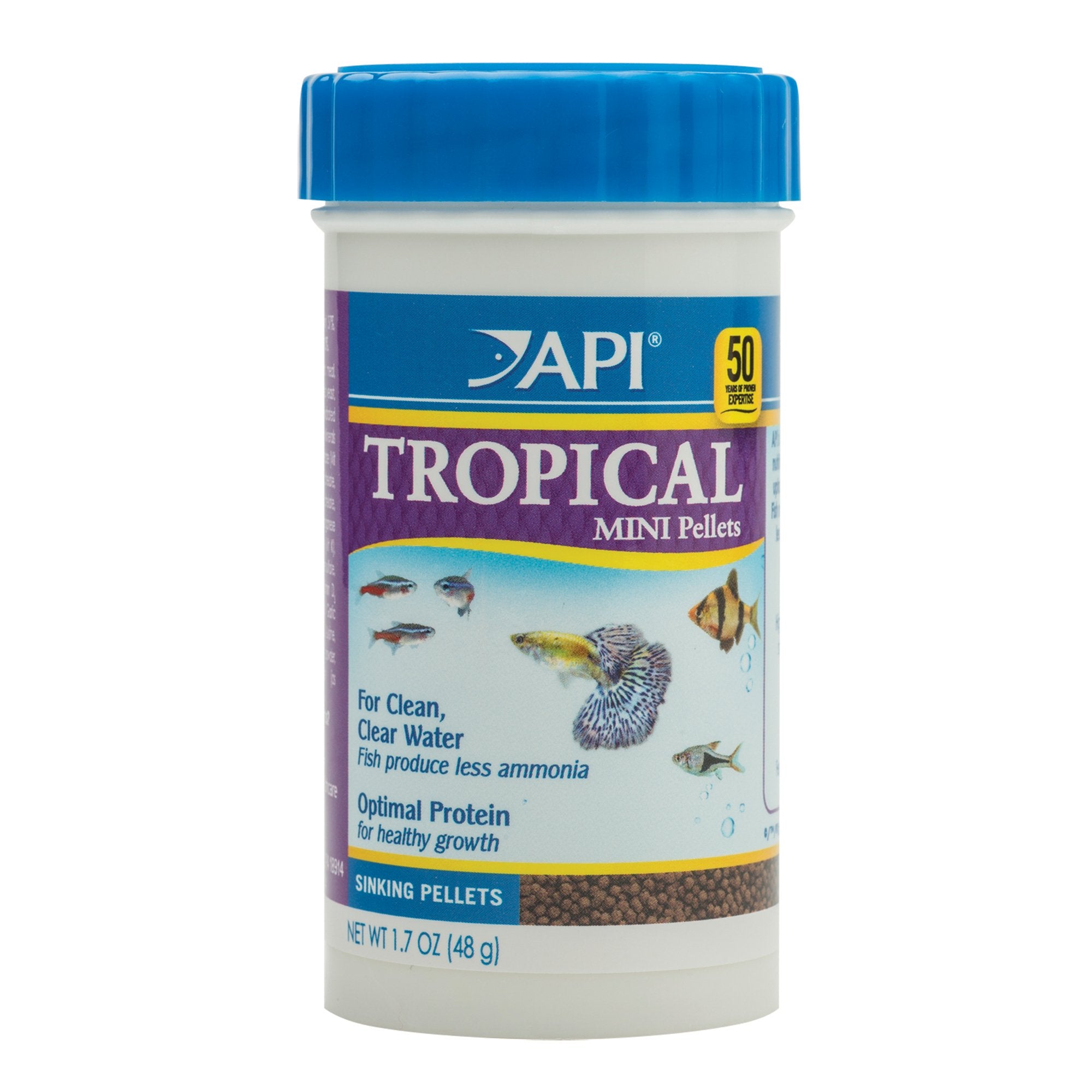 API Tropical Mini Pellets en envase de 1,7 oz para alimentación diaria equilibrada.