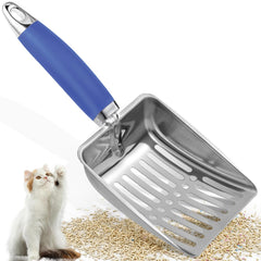 Apidgrowth cuchara para arena de gato, enfoque: metal azul, limpieza rápida y sencilla.