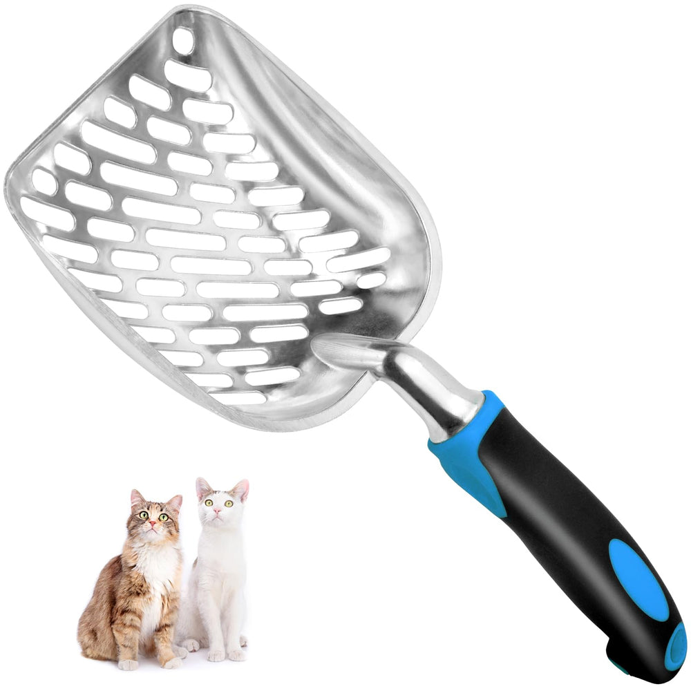 Pala Apidgrowth para arena de gato con malla metálica y mango largo, limpieza eficiente.