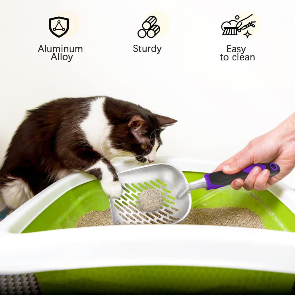 Pala de uso diario Apidgrowth para la caja de arena del gato, color morado.