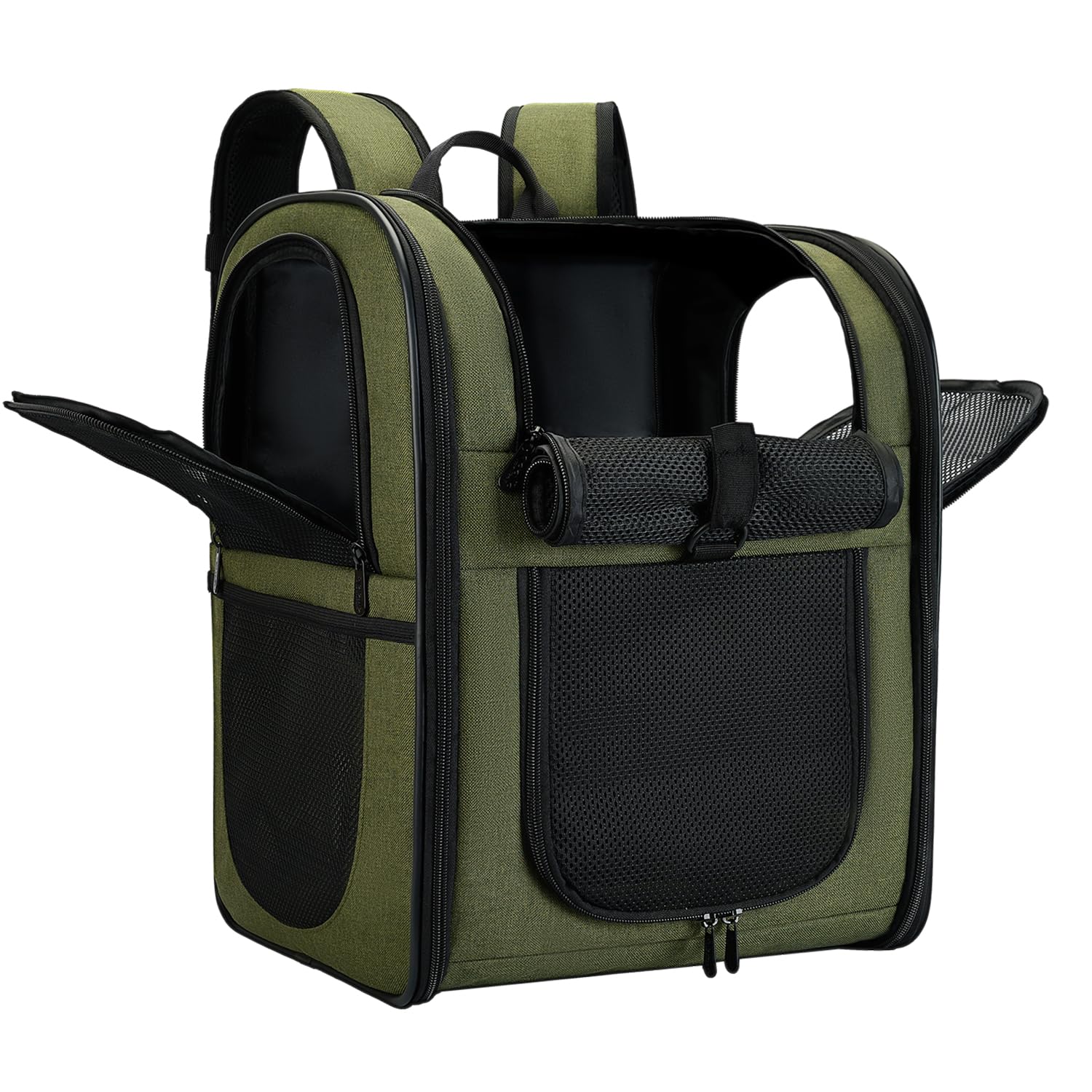 Mochila transportín Apollo Walker para mascotas vista frontal con malla y cierre seguro
