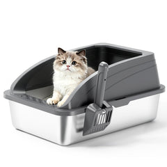 APPKER caja de arena para gato con tapa de acero inoxidable facilita la limpieza.