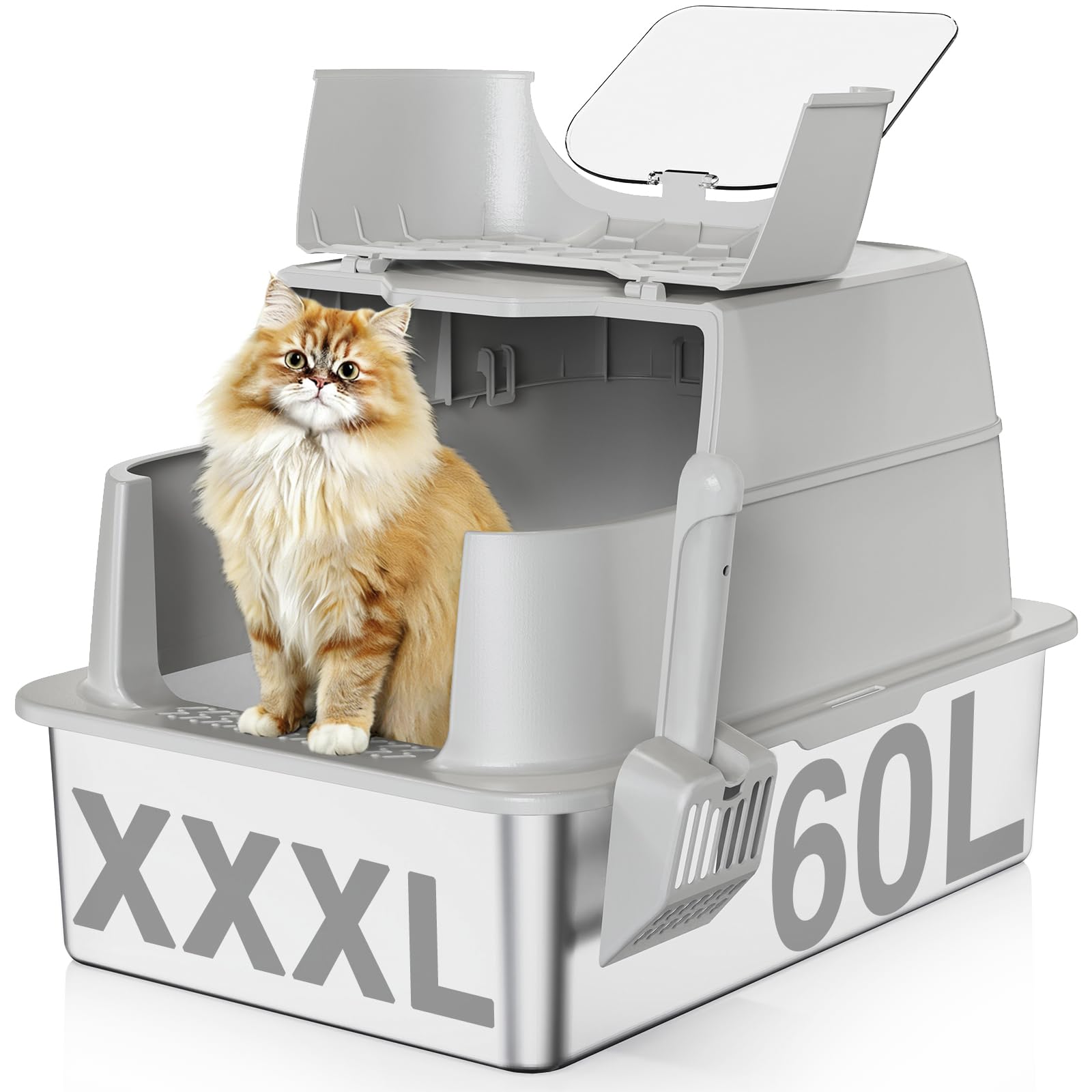 APPKER caja-litter-acero-inoxidable para gatos, superficie higiénica y duradera