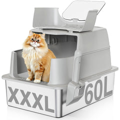 APPKER caja-litter-acero-inoxidable para gatos, superficie higiénica y duradera