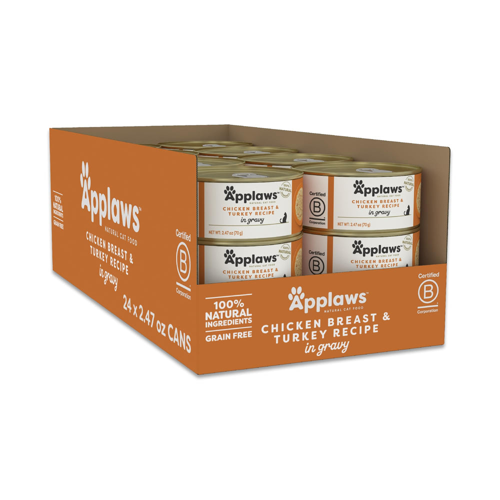 Applaws comida húmeda para gato, pechuga de pollo en salsa, ideal para premiar con sabor natural.