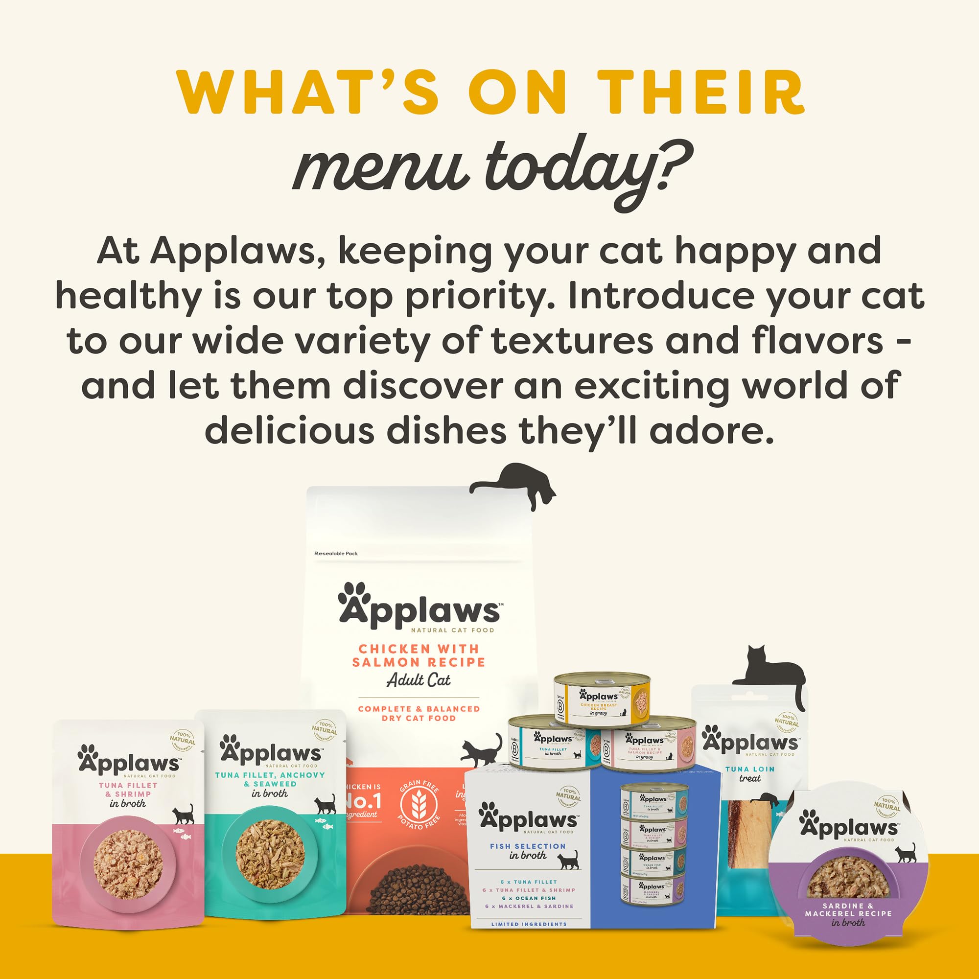 Applaws comida húmeda para gato, alto contenido de proteína real para mayor energía.