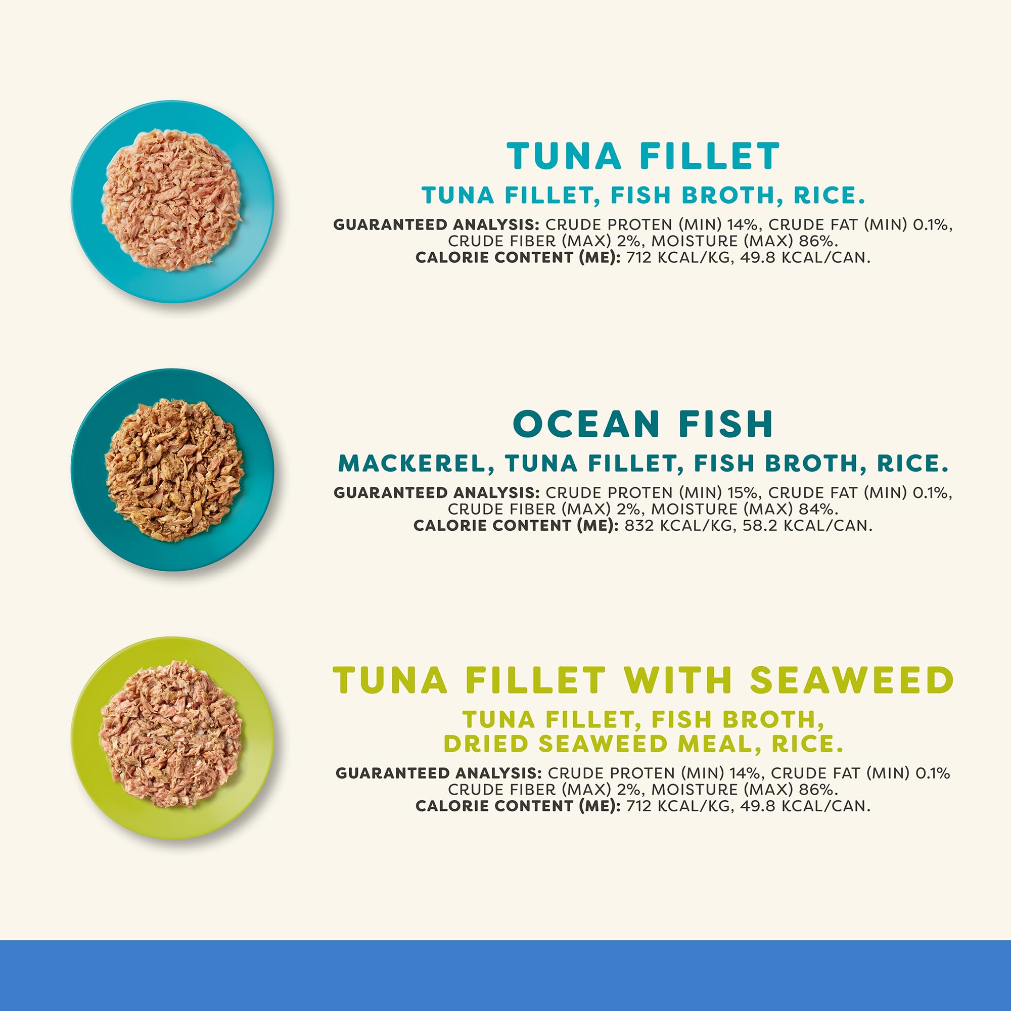 Conservas de pescado del océano en caldo para gatos, sabor y humedad