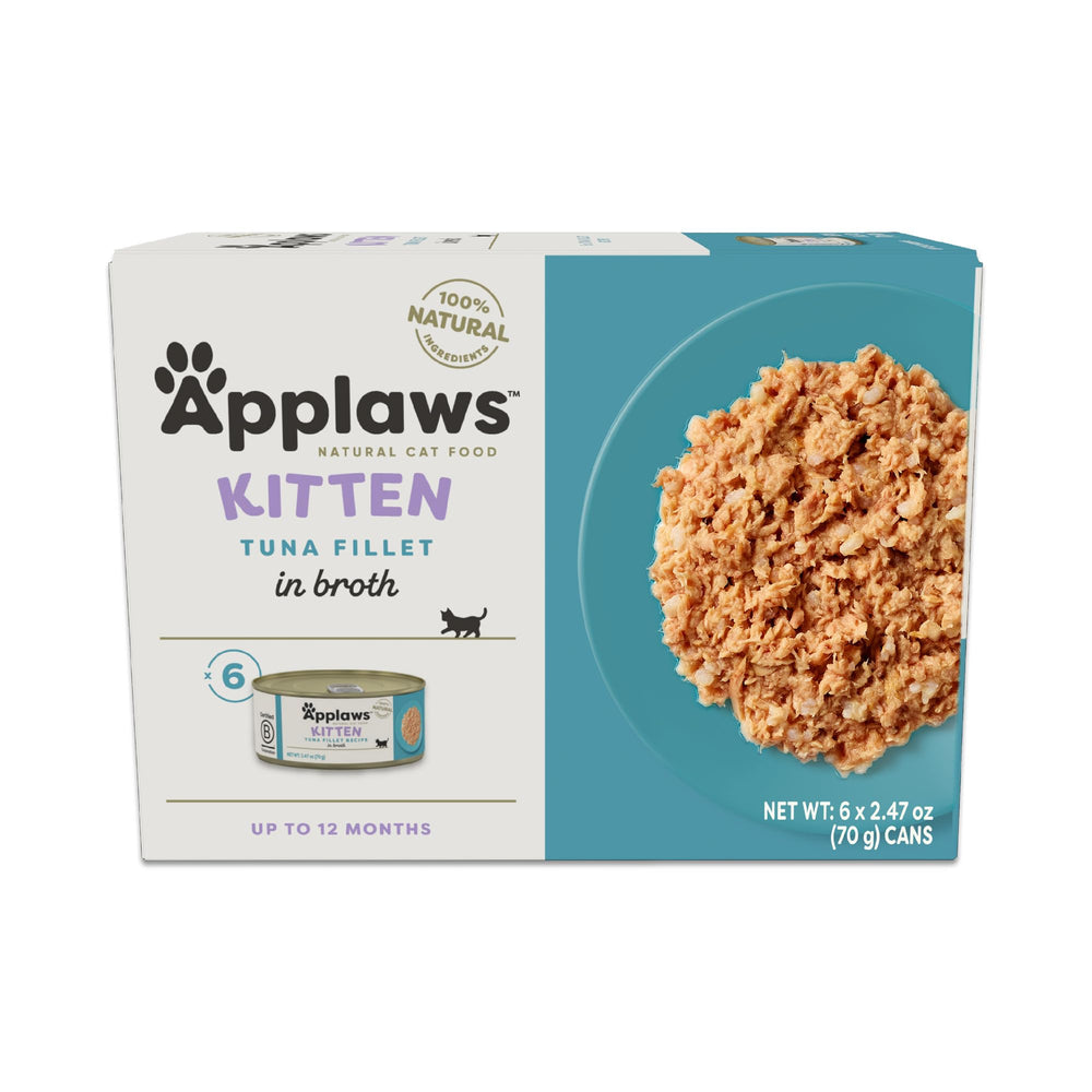 Applaws gatito húmedo, lata de atún en caldo; sabor natural para cada comida.