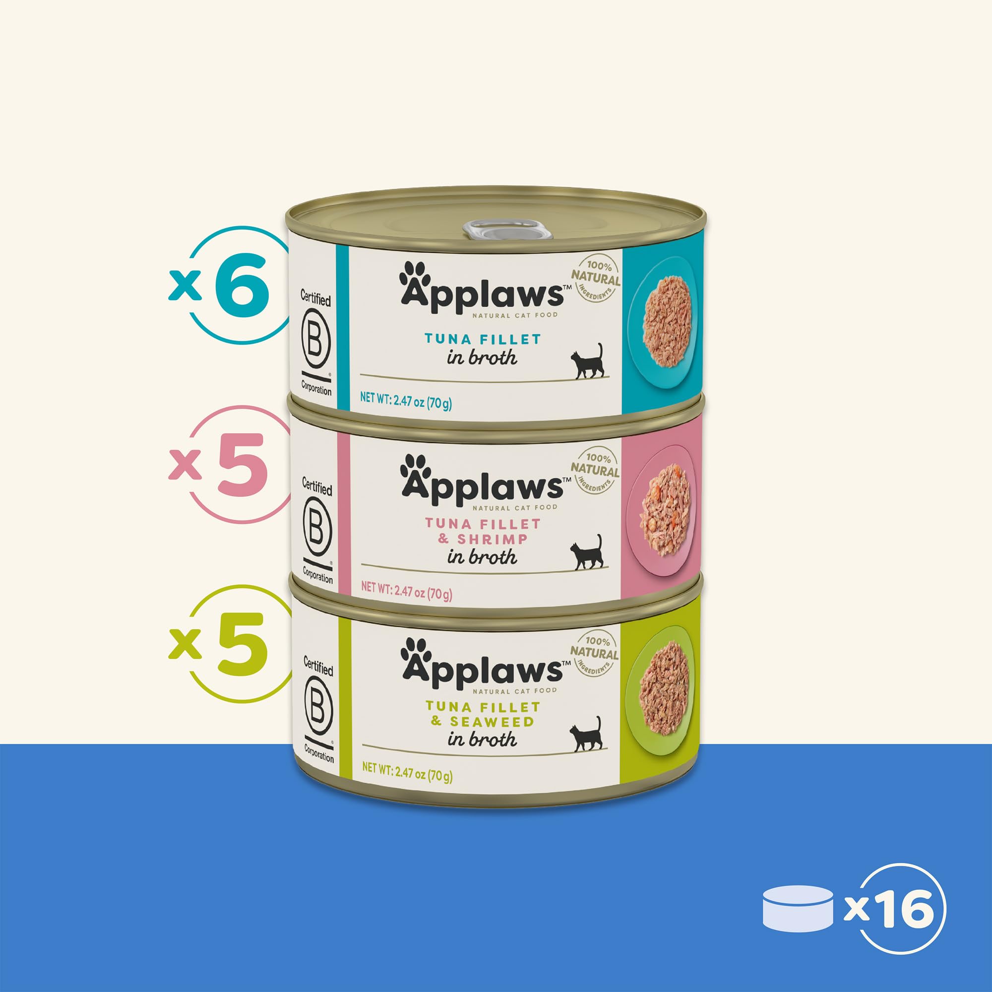 Applaws pack 16 latas: conveniencia y variedad para la alimentación semanal.
