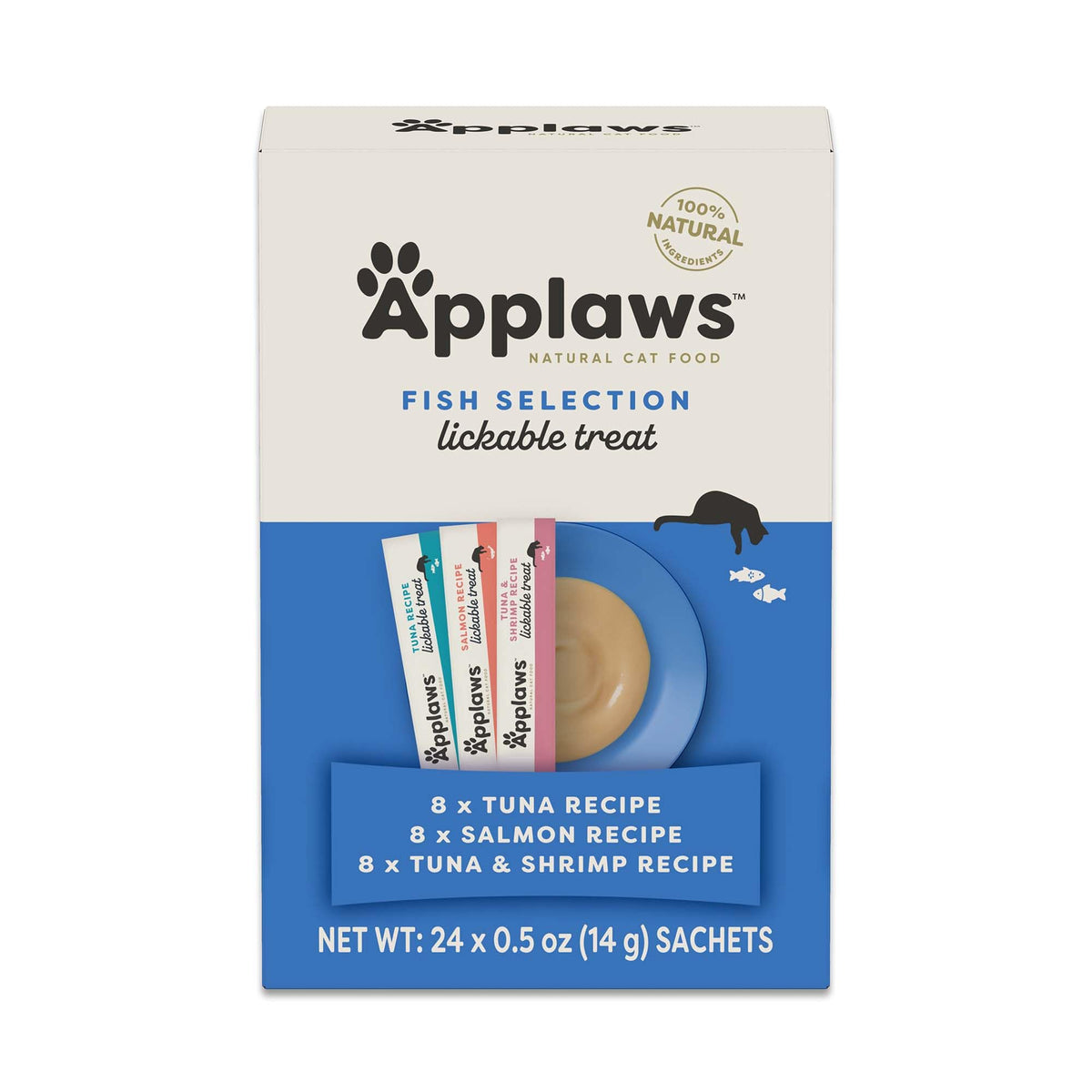 Applaws tratos para gatos, textura cremosa en sobre, recompensa fácil y sabrosa.