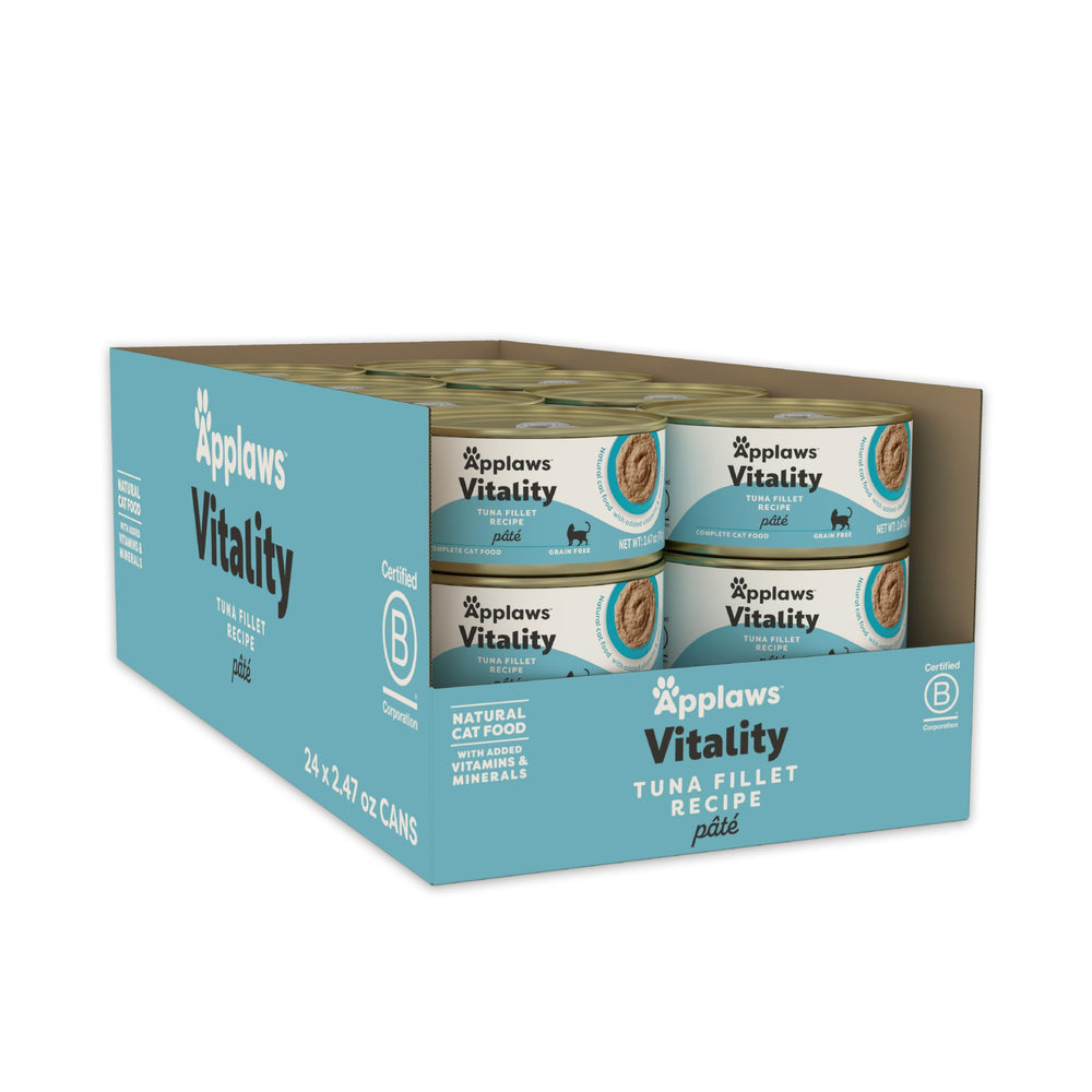 Applaws Vitality Paté para gatos, lata de atún en filete, comida sabrosa y natural