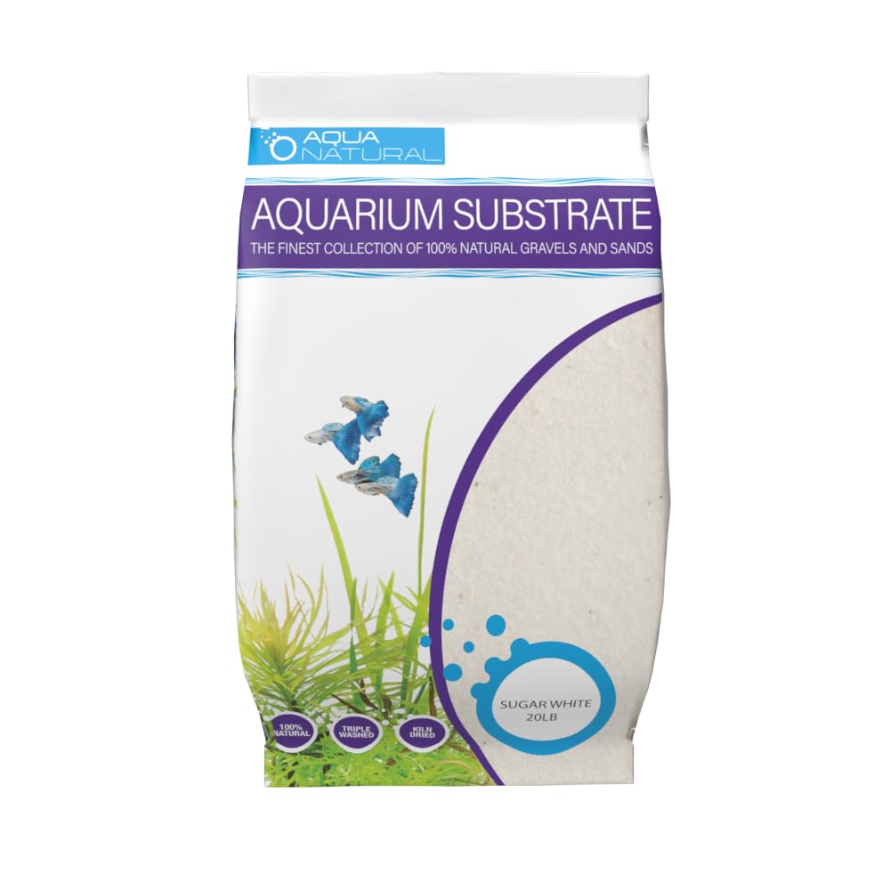Arena blanca azúcar Aqua Natural de 20 lb realza colores y claridad del acuario