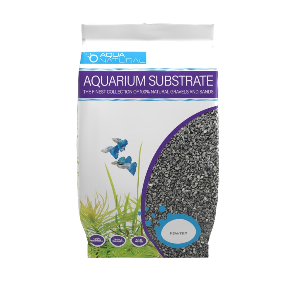 Aqua Natural Pewter Black: grava para acuario de 10 lb con color negro intenso.