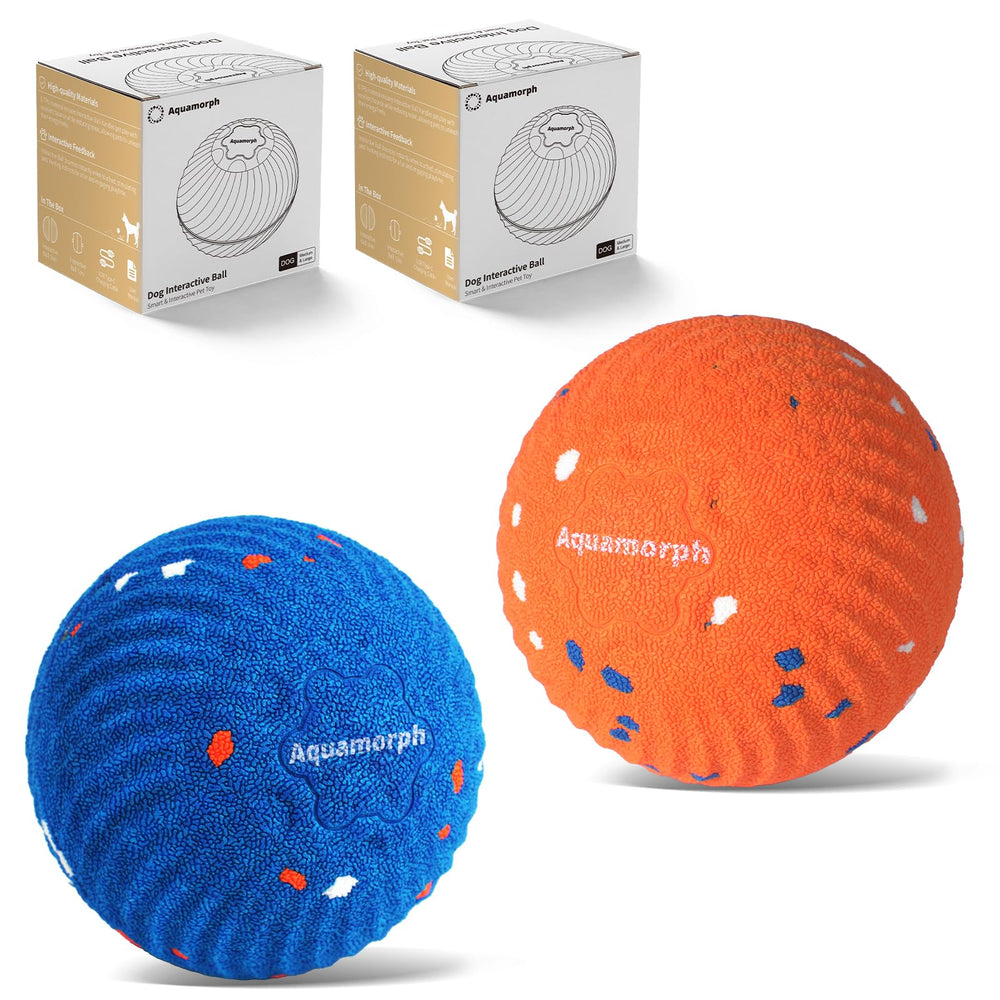 Aquamorph bolas interactivas dobles en azul y naranja para juego activo.