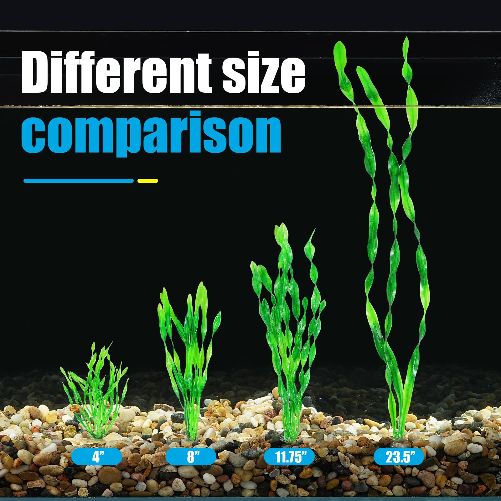 Aquaneat plantas artificiales para acuario 11,75 pulgadas, color verde realista mejora el paisaje.
