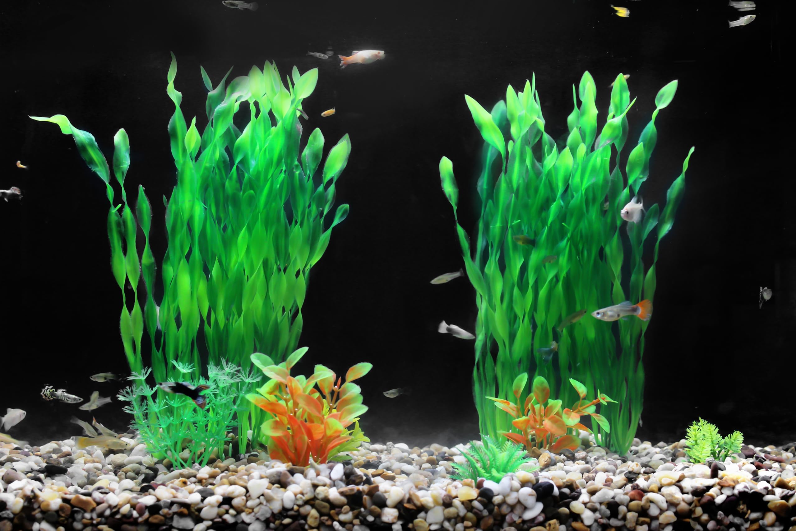 Aquaneat plantas artificiales para acuario 11,75 pulgadas, conjunto de 10 piezas para variedad.