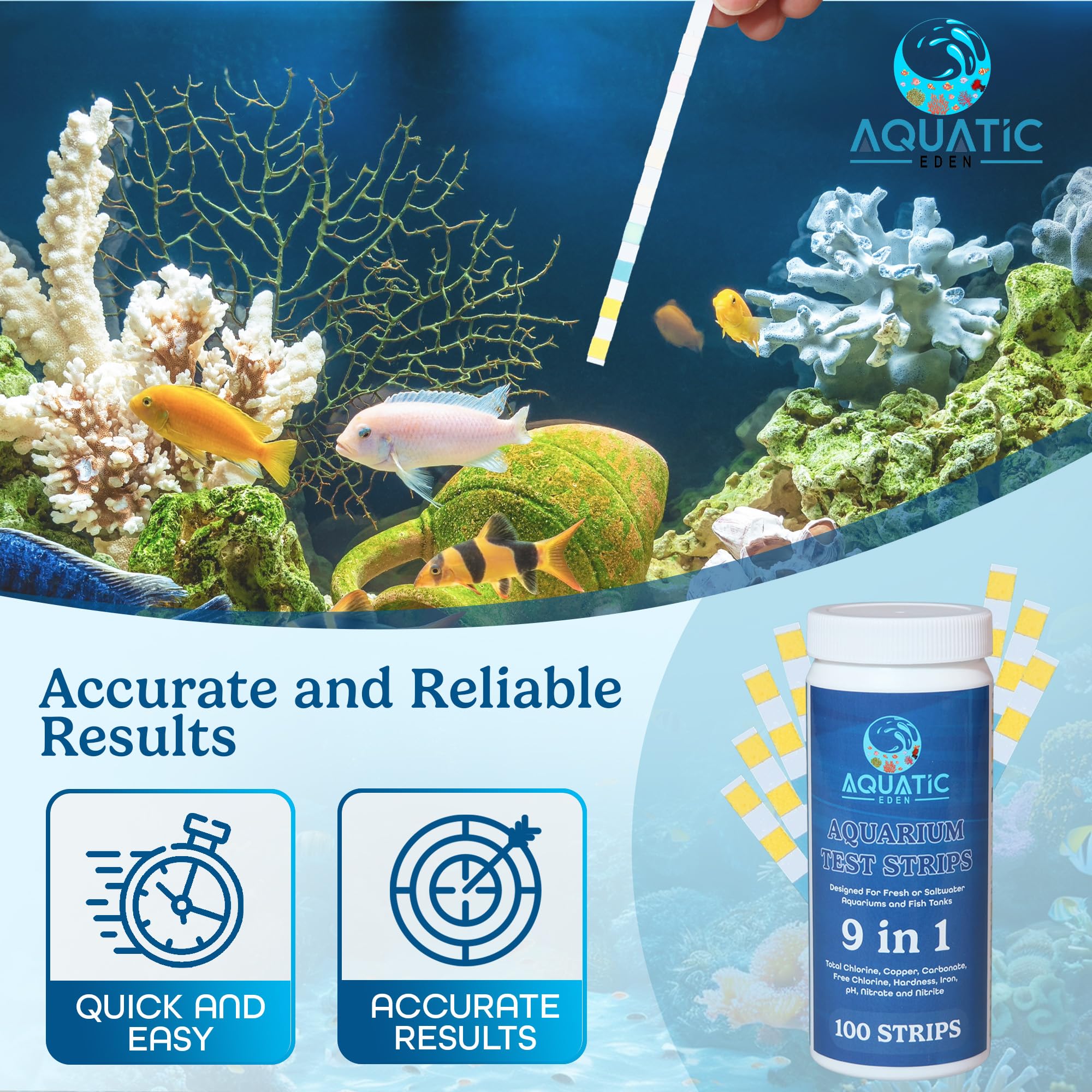 Uso en acuarios de distintos tipos con Aquatic Eden para monitorear parámetros.