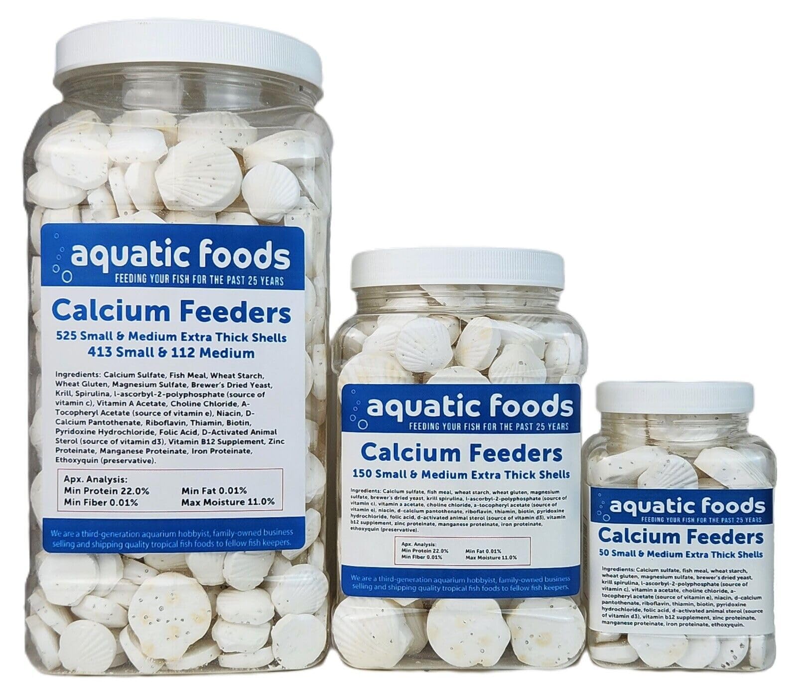 Aquatic Foods Inc. Conchas calcio camarones: apoyo al desarrollo del caparazón y coloración.